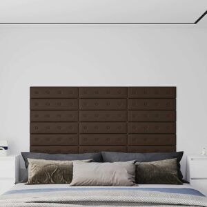vidaXL Paneles de pared 12 uds cuero sintético marrón 60x15 cm 1,08 m²