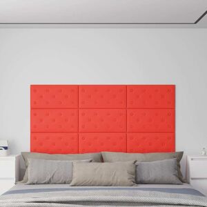 vidaXL Paneles de pared 12 uds cuero PE rojo 60x30 cm 2,16 m²