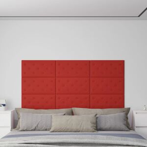vidaXL Paneles de pared 12 uds cuero PE rojo tinto 60x30 cm 2,16 m²