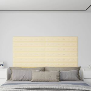 vidaXL Paneles de pared 12 uds cuero sintético crema 90x15 cm 1,62 m²