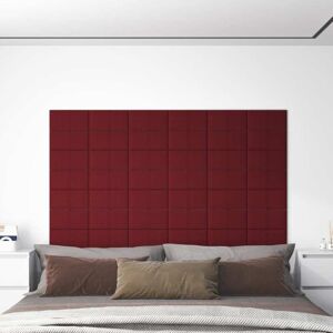 vidaXL Paneles de pared 12 uds tela rojo tinto 30x15 cm 0,54 m²