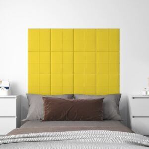 vidaXL Paneles de pared 12 uds tela amarillo claro 30x30 cm 1,08 m²