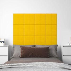 vidaXL Paneles de pared 12 uds terciopelo amarillo 30x30 cm 1,08 m²