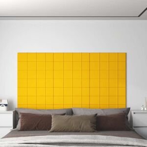 vidaXL Paneles de pared 12 uds terciopelo amarillo 60x15 cm 1,08 m²