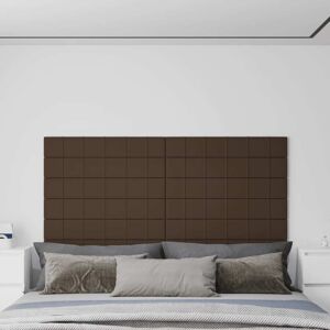 vidaXL Paneles de pared 12 uds tela marrón 90x15 cm 1,62 m²