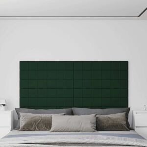 vidaXL Paneles de pared 12 uds tela verde oscuro 90x15 cm 1,62 m²