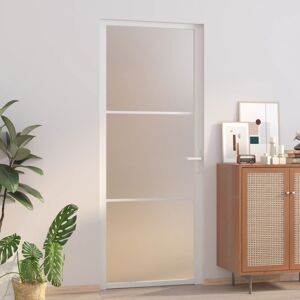 vidaXL Puerta interior de vidrio y aluminio blanco mate 83x201,5 cm