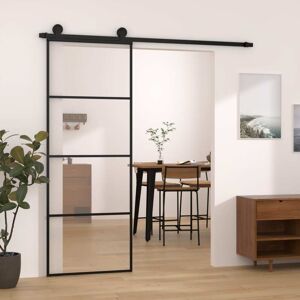 vidaXL Puerta corredera con set herrajes vidrio ESG aluminio 76x205 cm