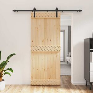 vidaXL Puerta corredera con herrajes madera maciza de pino 85x210 cm