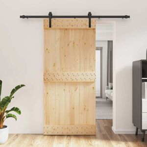 vidaXL Puerta corredera con herrajes madera maciza de pino 95x210 cm