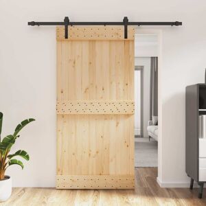 vidaXL Puerta corredera con herrajes madera maciza de pino 100x210 cm