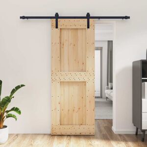 vidaXL Puerta corredera con herrajes madera maciza de pino 80x210 cm