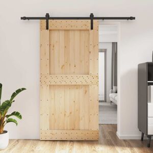 vidaXL Puerta corredera con herrajes madera maciza de pino 100x210 cm