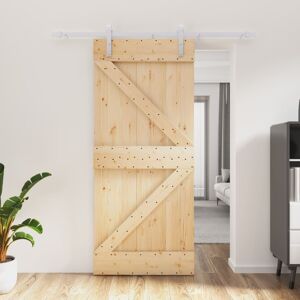 vidaXL Puerta corredera con herrajes madera maciza de pino 90x210 cm