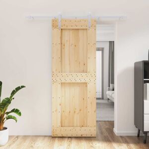 vidaXL Puerta corredera con herrajes madera maciza de pino 80x210 cm