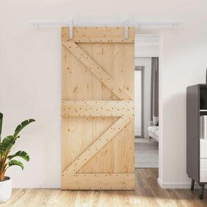 vidaXL Puerta corredera con herrajes madera maciza de pino 95x210 cm