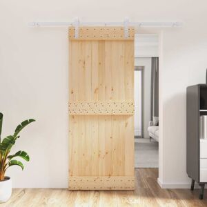 vidaXL Puerta corredera con herrajes madera maciza de pino 85x210 cm