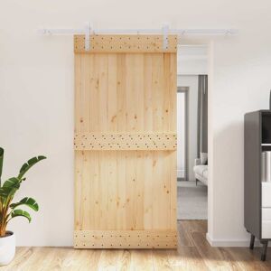 vidaXL Puerta corredera con herrajes madera maciza de pino 100x210 cm