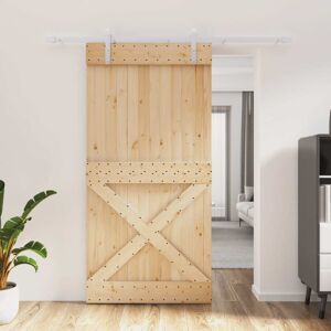 vidaXL Puerta corredera con herrajes madera maciza de pino 100x210 cm