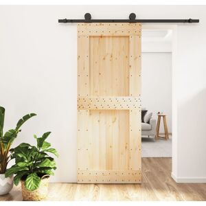 vidaXL Puerta corredera con herrajes madera maciza de pino 85x210 cm