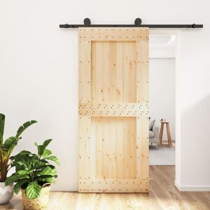 vidaXL Puerta corredera con herrajes madera maciza de pino 90x210 cm