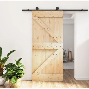 vidaXL Puerta corredera con herrajes madera maciza de pino 95x210 cm