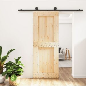 vidaXL Puerta corredera con herrajes madera maciza de pino 80x210 cm