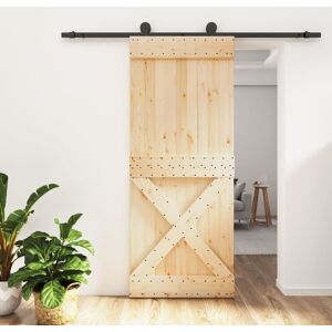 vidaXL Puerta corredera con herrajes madera maciza de pino 85x210 cm