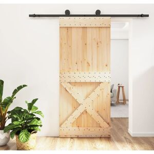 vidaXL Puerta corredera con herrajes madera maciza de pino 90x210 cm