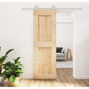 vidaXL Puerta corredera con herrajes madera maciza de pino 70x210 cm