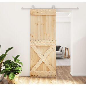 vidaXL Puerta corredera con herrajes madera maciza de pino 80x210 cm