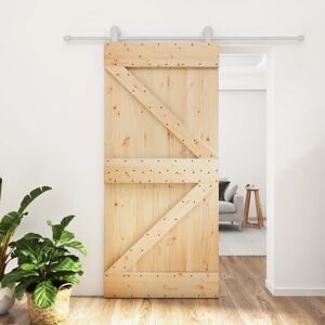 vidaXL Puerta corredera con herrajes madera maciza de pino 95x210 cm