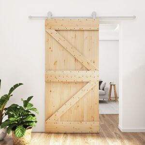 vidaXL Puerta corredera con herrajes madera maciza de pino 100x210 cm