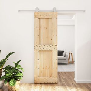 vidaXL Puerta corredera con herrajes madera maciza de pino 70x210 cm