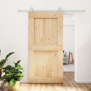 vidaXL Puerta corredera con herrajes madera maciza de pino 100x210 cm