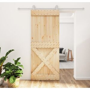 vidaXL Puerta corredera con herrajes madera maciza de pino 85x210 cm