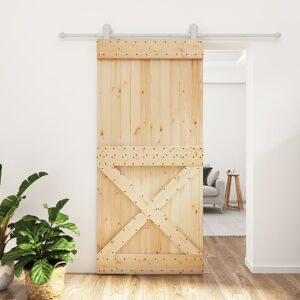 vidaXL Puerta corredera con herrajes madera maciza de pino 95x210 cm