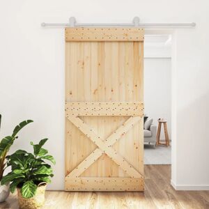 vidaXL Puerta corredera con herrajes madera maciza de pino 100x210 cm