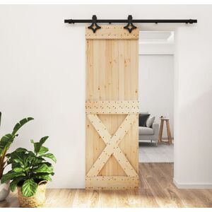 vidaXL Puerta corredera con herrajes madera maciza de pino 70x210 cm