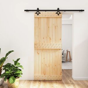 vidaXL Puerta corredera con herrajes madera maciza de pino 85x210 cm