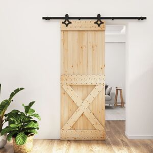 vidaXL Puerta corredera con herrajes madera maciza de pino 80x210 cm