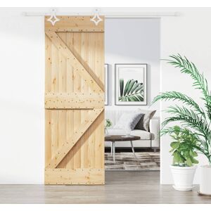 vidaXL Puerta corredera con herrajes madera maciza de pino 80x210 cm