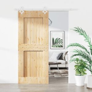 vidaXL Puerta corredera con herrajes madera maciza de pino 80x210 cm