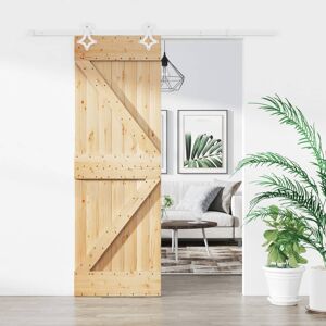 vidaXL Puerta corredera con herrajes madera maciza de pino 70x210 cm