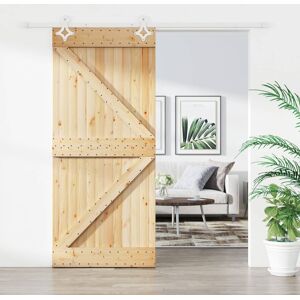 vidaXL Puerta corredera con herrajes madera maciza de pino 100x210 cm