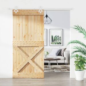 vidaXL Puerta corredera con herrajes madera maciza de pino 95x210 cm