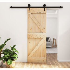 vidaXL Puerta corredera con herrajes madera maciza de pino 70x210 cm