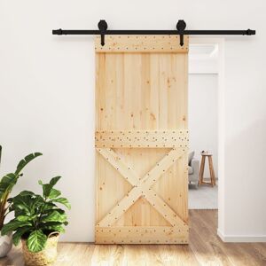 vidaXL Puerta corredera con herrajes madera maciza de pino 95x210 cm