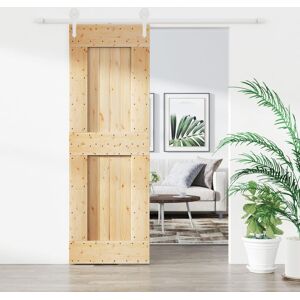 vidaXL Puerta corredera con herrajes madera maciza de pino 70x210 cm