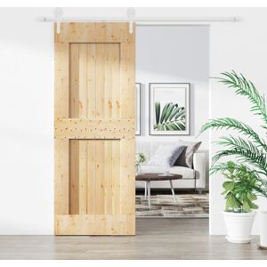 vidaXL Puerta corredera con herrajes madera maciza de pino 80x210 cm